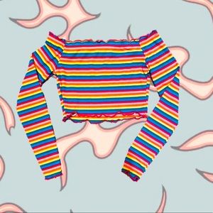 Rainbow off shoulder top